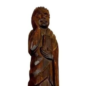 Handcrafted Wooden‎ Figurine Religious Statue Spiritual Decor Prayer Sculpture